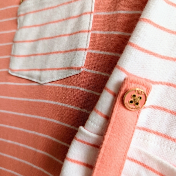 Jones NY Square Neck Coral Stripe Top - Picture 4 of 4